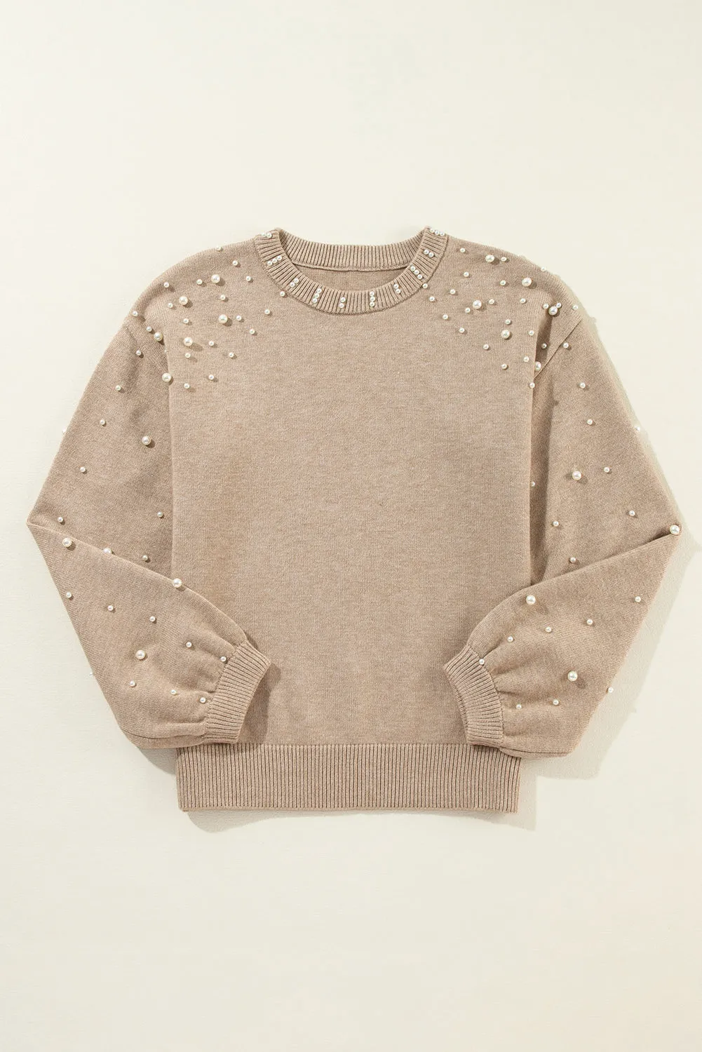 Smoke Grey Pearled Drop Shoulder Round Neck Sweater sold by Beagle Boutique product image thumbnail 5