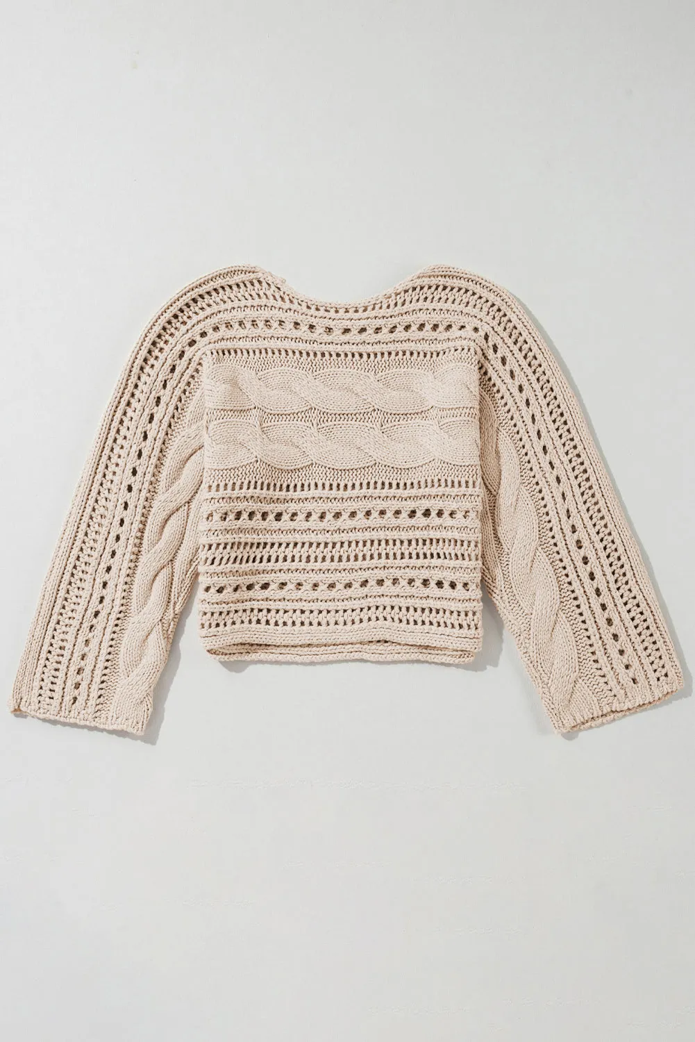 Smoke Grey Hollow-out Cable Knit Cropped Sweater sold by Beagle Boutique product image thumbnail 5