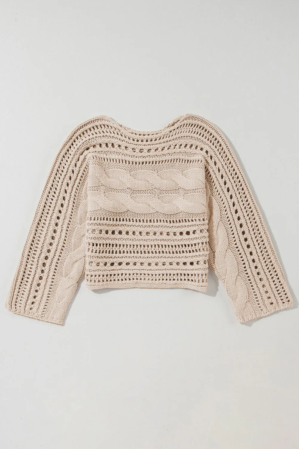 Smoke Grey Hollow-out Cable Knit Cropped Sweater sold by Beagle Boutique product image thumbnail 4