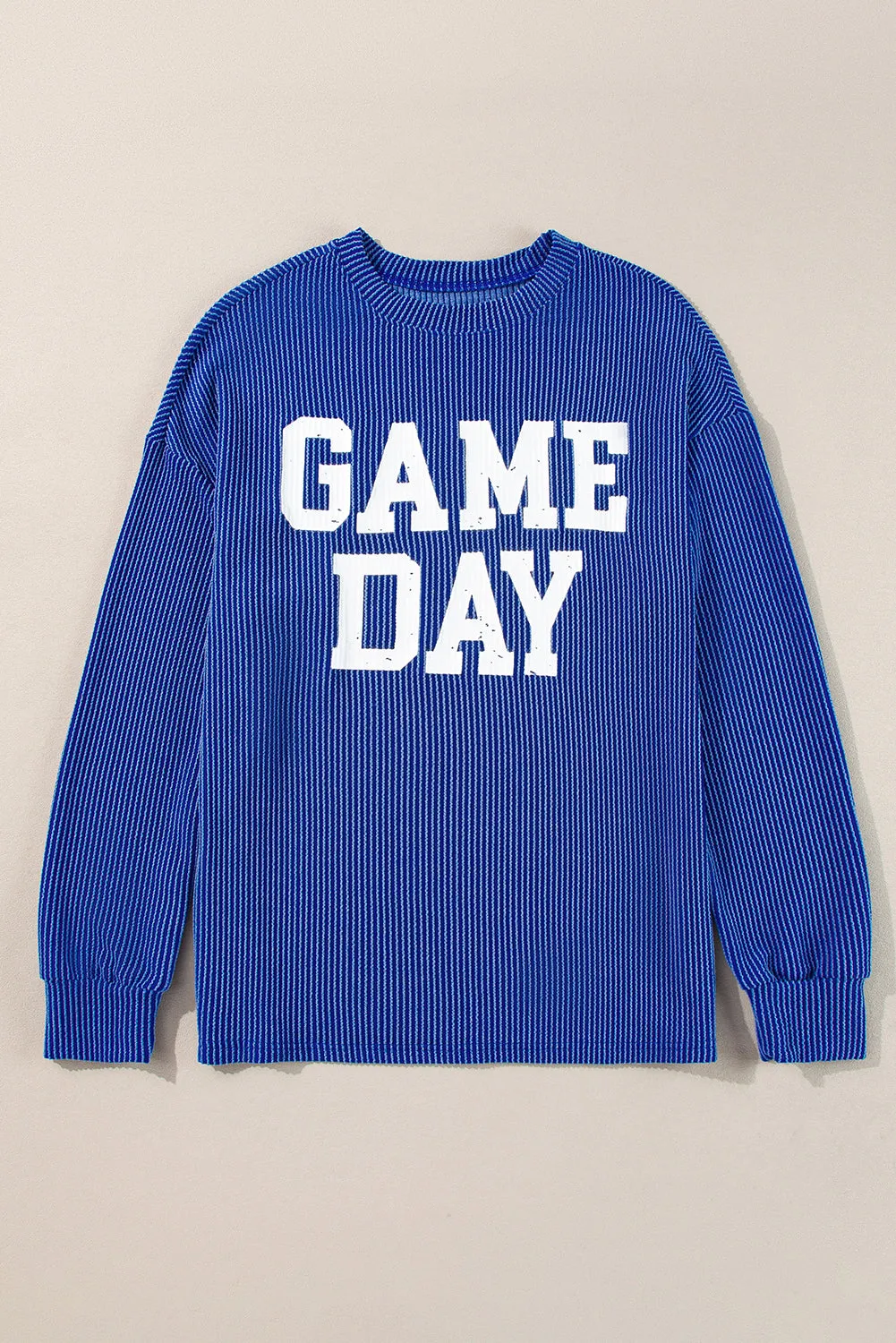 Bluing Ribbed GAME DAY Graphic Long Sleeve Crewneck Top sold by Beagle Boutique product image thumbnail 4