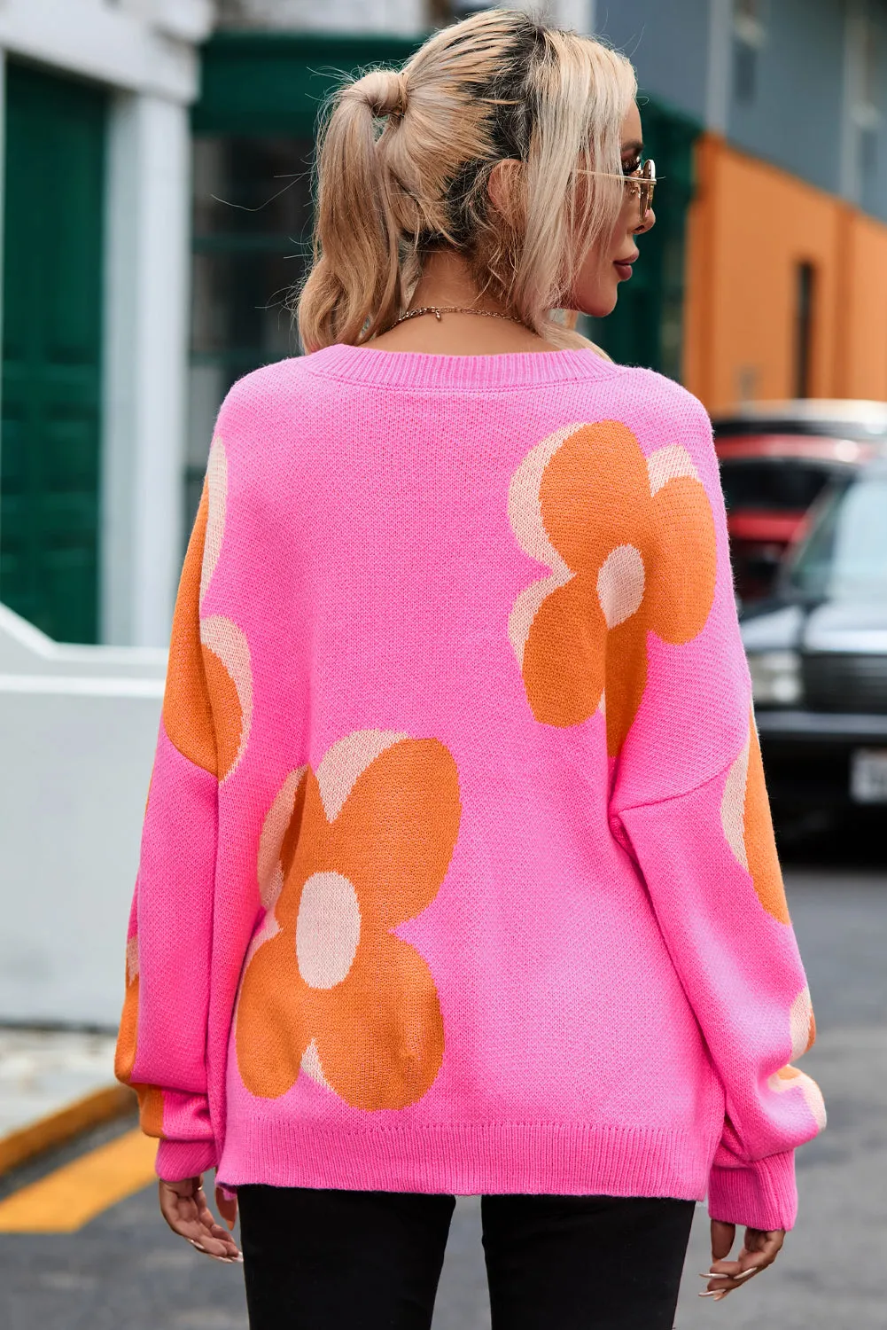 Flower Pattern Slouchy Sweater sold by Beagle Boutique product image thumbnail 2