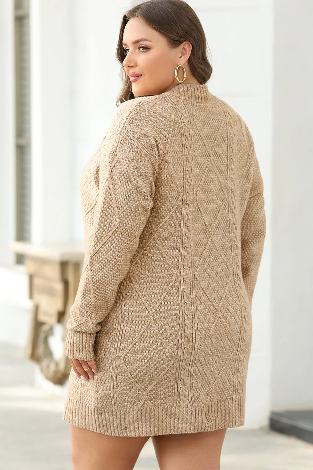 Cable Knit Drop Shoulder Loose Fit Sweater Dress sold by Beagle Boutique product image thumbnail 5