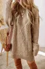 Parchment Cable Knit Drop Shoulder Loose Fit Sweater Dress sold by Beagle Boutique