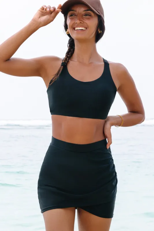 Black Crossover Bikini Tank and Skort Swimwear sold by Beagle Boutique