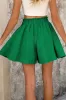 Dark Green Textured Frilled Lace-up High Waist Ruffle Wide Leg Shorts sold by Beagle Boutique