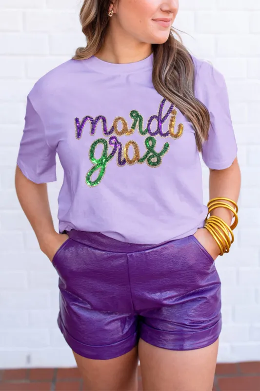 Wisteria Sequin mardi gras Graphic Shirt sold by Beagle Boutique