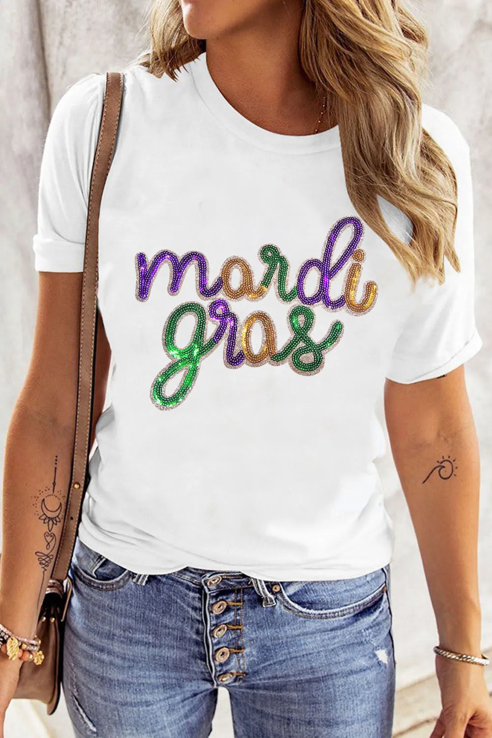 Wisteria Sequin mardi gras Graphic Shirt sold by Beagle Boutique product image thumbnail 4