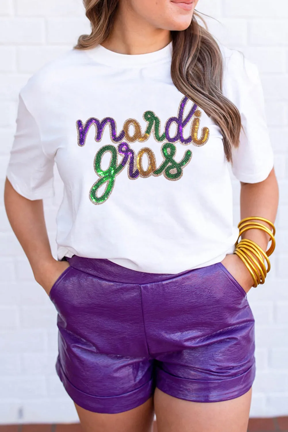 Wisteria Sequin mardi gras Graphic Shirt sold by Beagle Boutique product image thumbnail 2