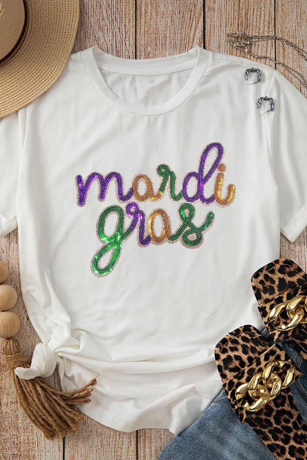 Wisteria Sequin mardi gras Graphic Shirt sold by Beagle Boutique product image thumbnail 5
