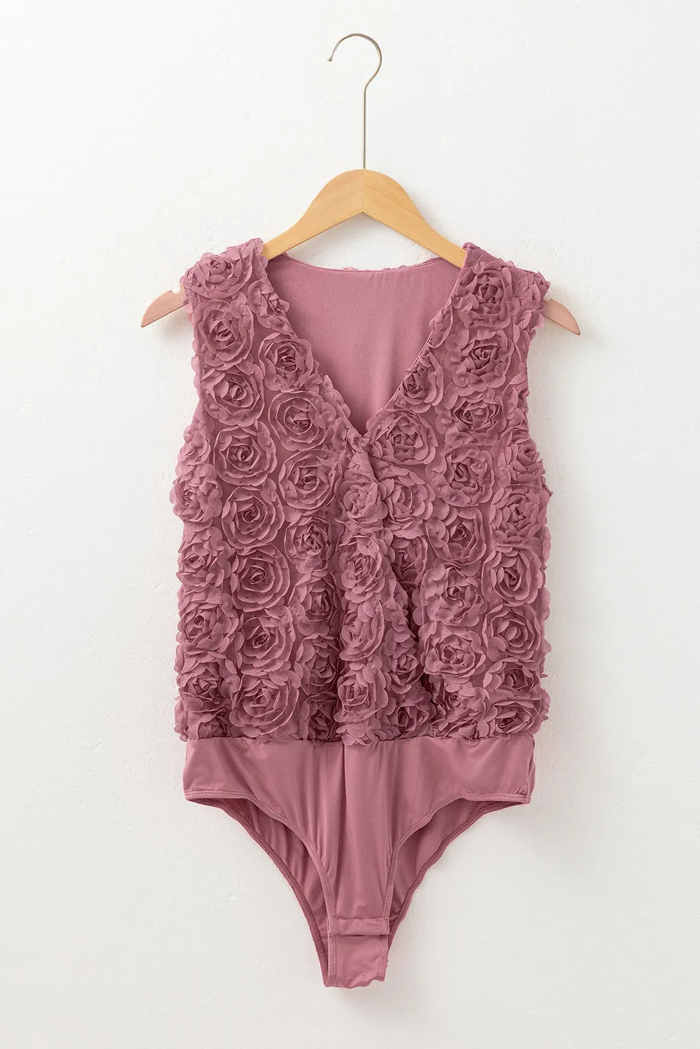 Heather Floral Textured V Neck Wrapped Sleeveless Bodysuit sold by Beagle Boutique product image thumbnail 4