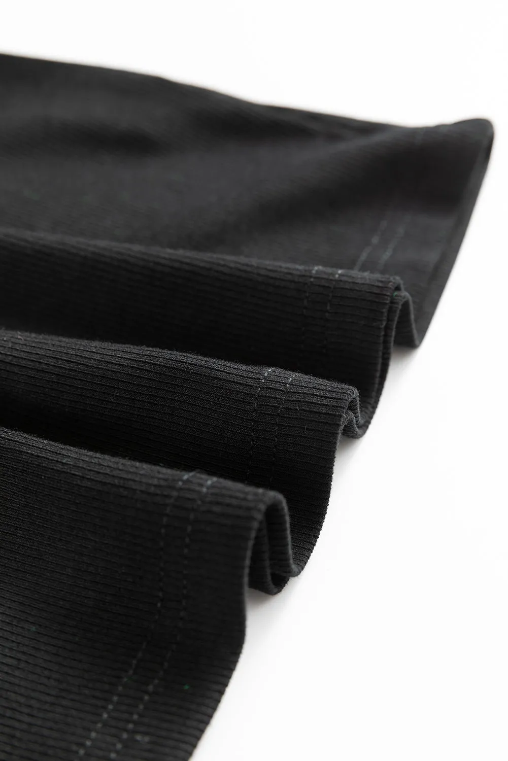 Black Leather Ruffle Sleeve Patchwork Round Neck Blouse sold by Beagle Boutique product image thumbnail 5