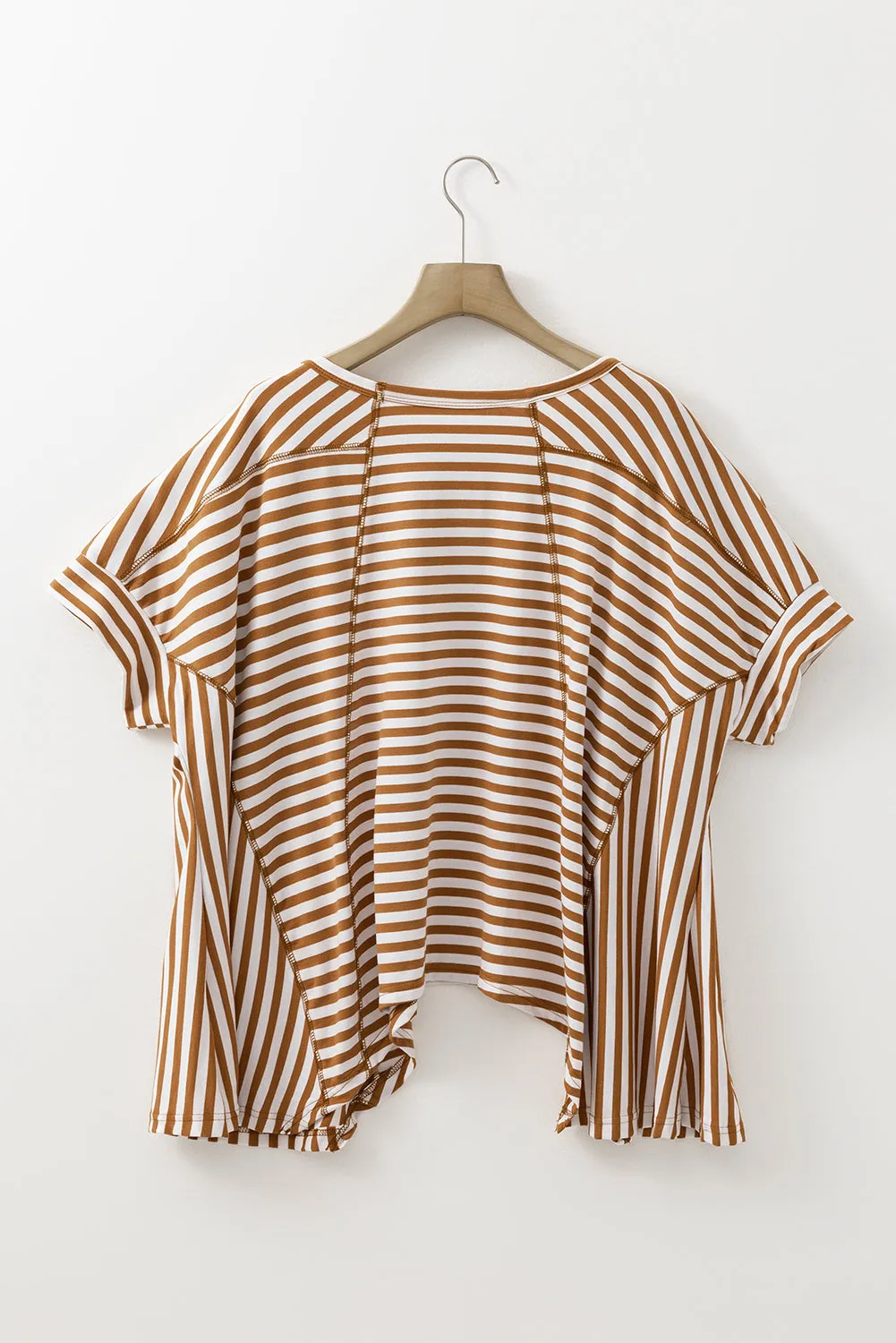 Khaki Stripe Batwing Sleeve Crewneck Oversized Top sold by Beagle Boutique product image thumbnail 5