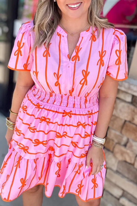 Rose Bow Tastic Clinched Waist Ruffled Plus Size Dress made by Beagle Boutique