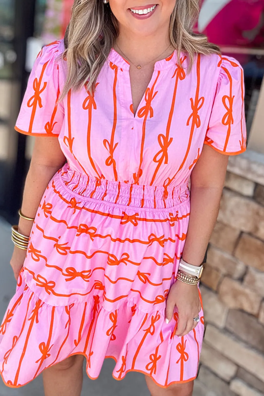 Rose Bow Tastic Clinched Waist Ruffled Plus Size Dress sold by Beagle Boutique