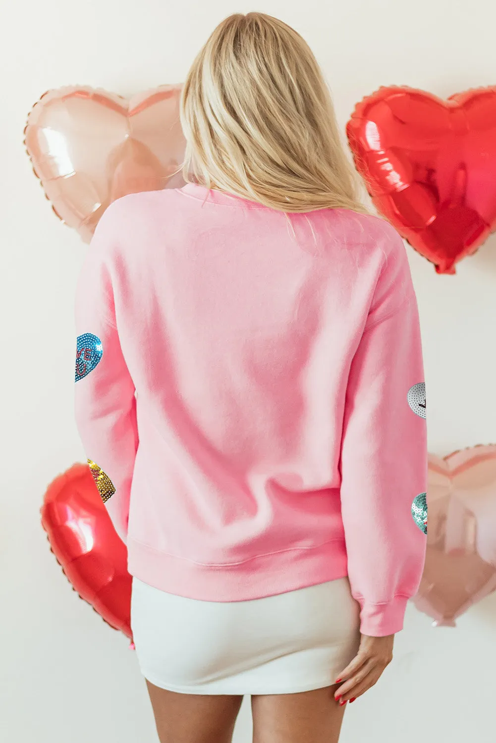 Pink Sequin Romantic Letters Heart Graphic Valentines Sweatshirt sold by Beagle Boutique product image thumbnail 2