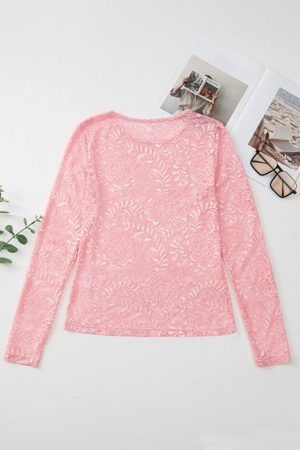 Blossom Floral Lace Sheer Long Sleeve Top sold by Beagle Boutique product image thumbnail 4