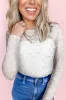 White Mesh Bow Pattern Long Sleeve Top sold by Beagle Boutique