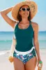 Sea Green Drawstring Tummy Control Mix-and-match 2pcs Tankini Swimsuit sold by Beagle Boutique