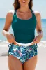 Sea Green Drawstring Tummy Control Mix-and-match 2pcs Tankini Swimsuit sold by Beagle Boutique