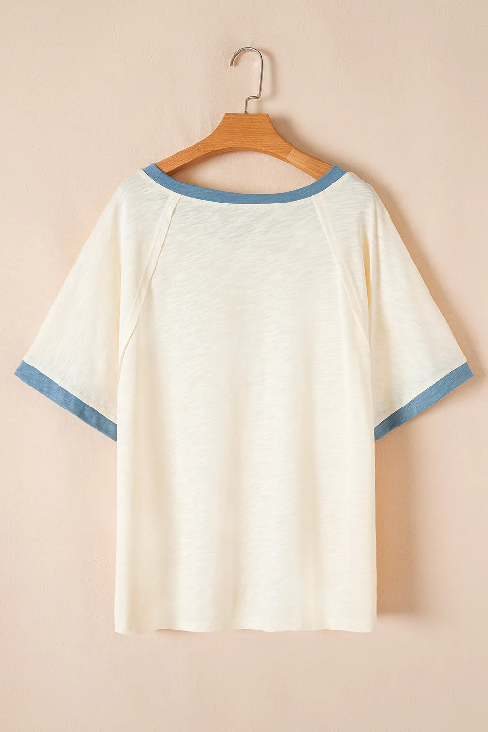 Beige Raw Seam Contrast Color Patchwork Plus Size Top sold by Beagle Boutique product image thumbnail 5