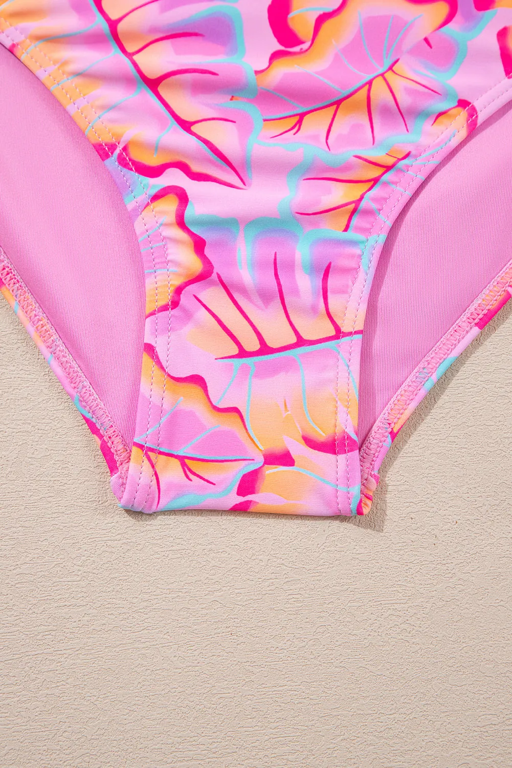 Rose O-ring Joint Leafy Print High Waist Monokini sold by Beagle Boutique product image thumbnail 4