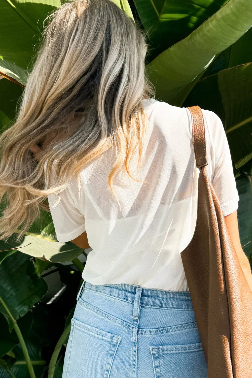 White Solid Colour Sheer Mesh Patchwork Short Sleeve Top sold by Beagle Boutique product image thumbnail 2