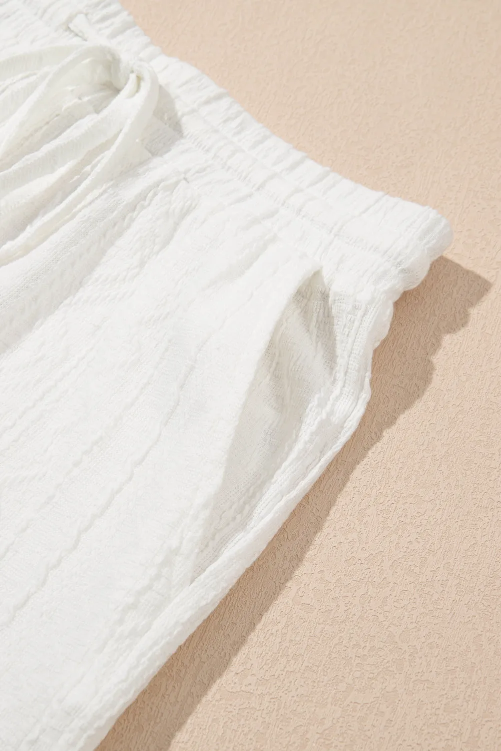 Jet Stream Textured Patched Pocket Short Sleeve Top Drawstring Shorts Set sold by Beagle Boutique product image thumbnail 5