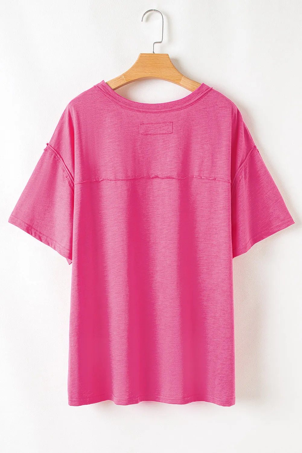 Coral Plus Size Solid Color Drop Shoulder Side Split T Shirt sold by Beagle Boutique product image thumbnail 5