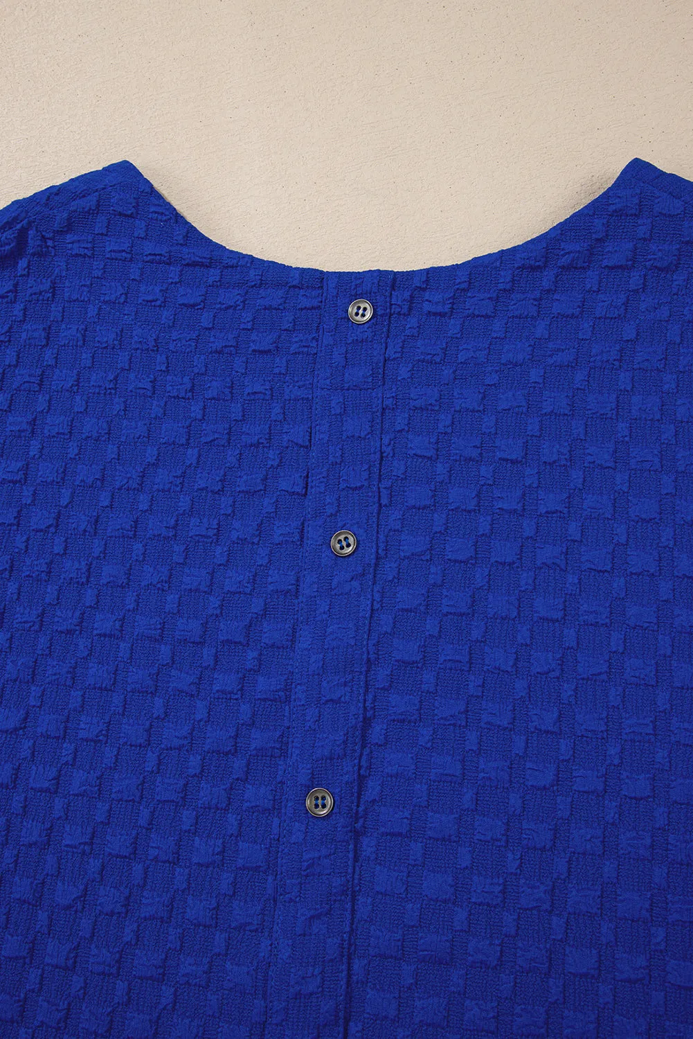 Sky Blue Jacquard Textured Buttoned Tee and Shorts Set sold by Beagle Boutique product image thumbnail 3