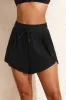 Black High Waisted Drawstring 2-in-1 Side Pocket Color Block Bikini Shorts sold by Beagle Boutique