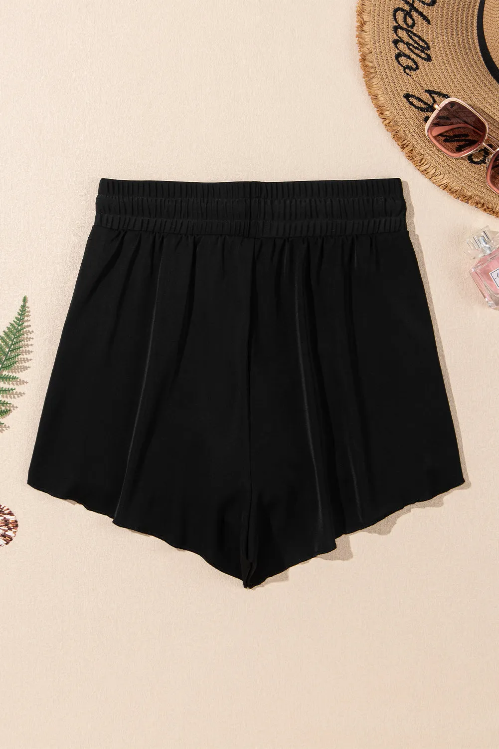 Black High Waisted Drawstring 2-in-1 Side Pocket Colour Block Bikini Shorts sold by Beagle Boutique product image thumbnail 5