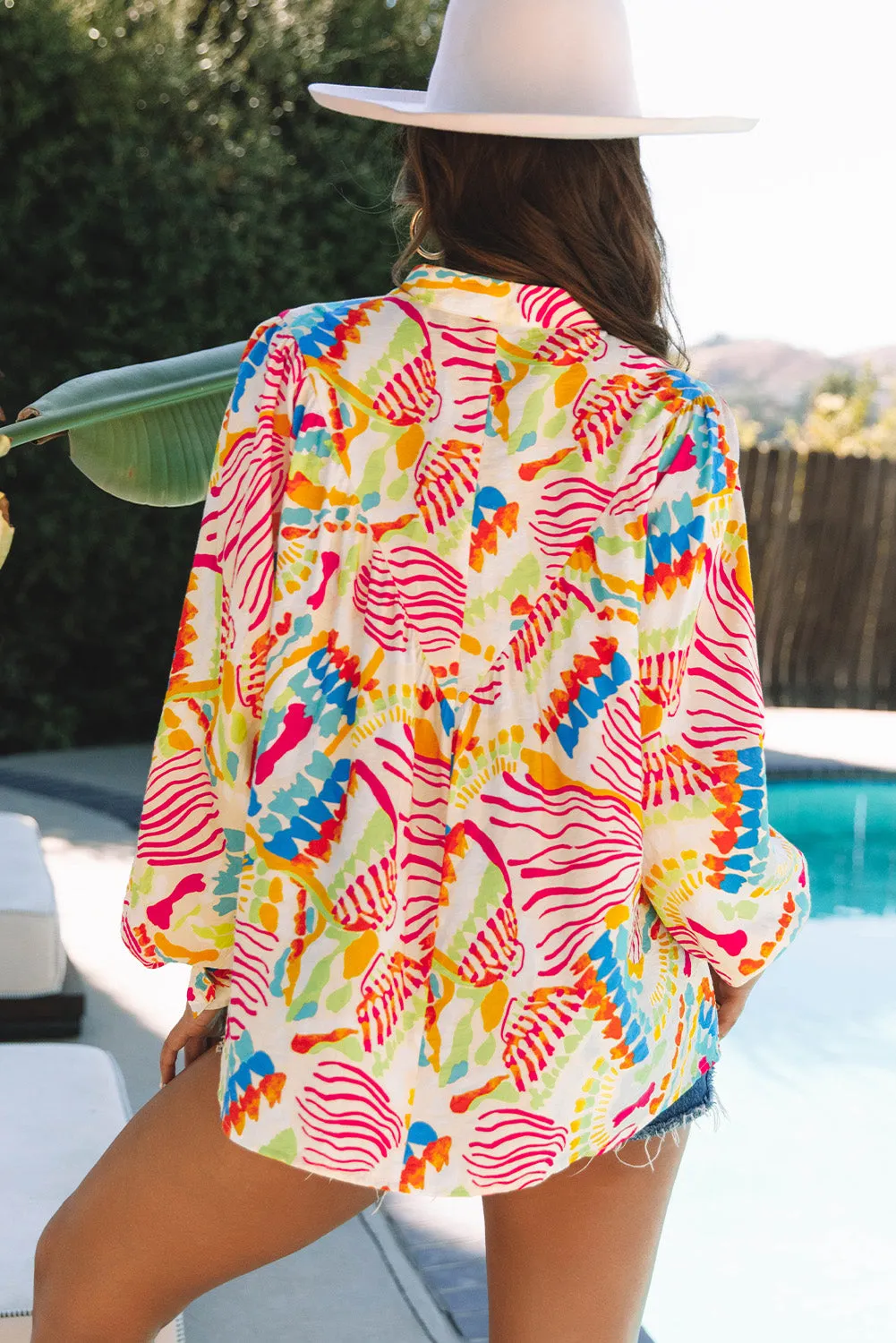 Orange Abstract Printed High Low Oversized Shirt sold by Beagle Boutique product image thumbnail 2