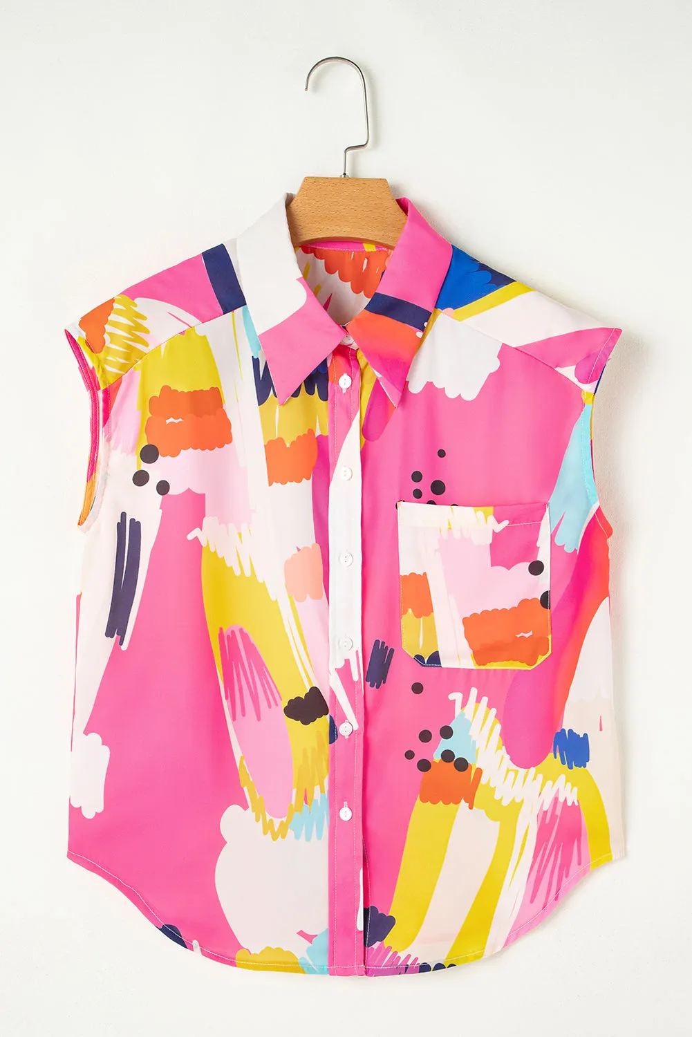 Multicolour Abstract Print Collared Cap Sleeve Casual Shirt sold by Beagle Boutique product image thumbnail 4