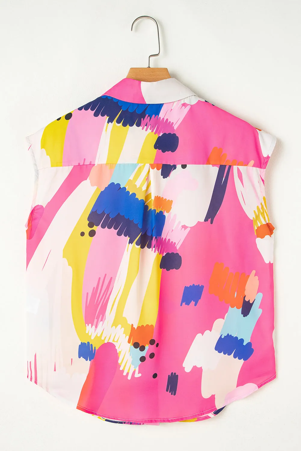 Multicolour Abstract Print Collared Cap Sleeve Casual Shirt sold by Beagle Boutique product image thumbnail 5