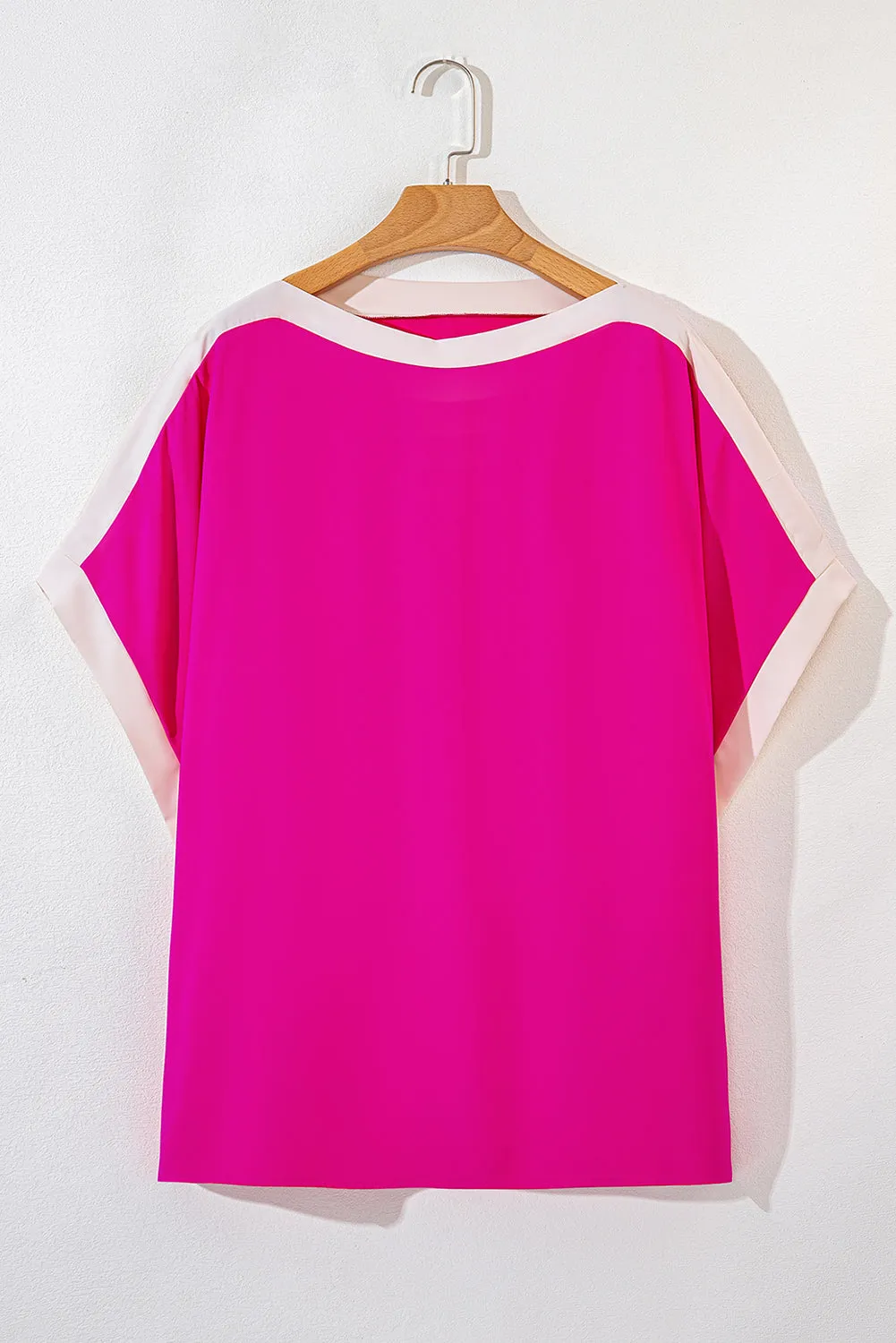 Rose Red Oversized Colour Block Boat Neck Tunic Blouse sold by Beagle Boutique product image thumbnail 4