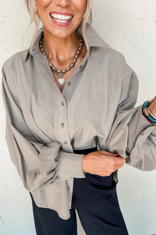 High Solid Color Balloon Sleeve Side Slits Loose Fit Shirt sold by Beagle Boutique