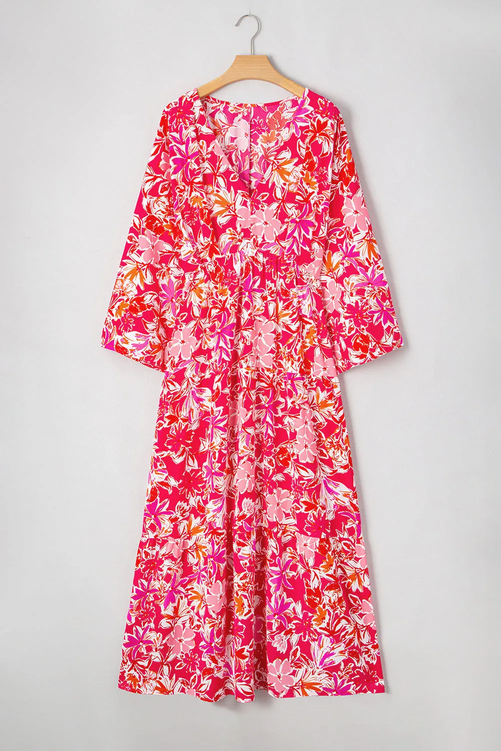 Rose Plus Size Floral V Neck Wide Sleeve Maxi Dress sold by Beagle Boutique product image thumbnail 5