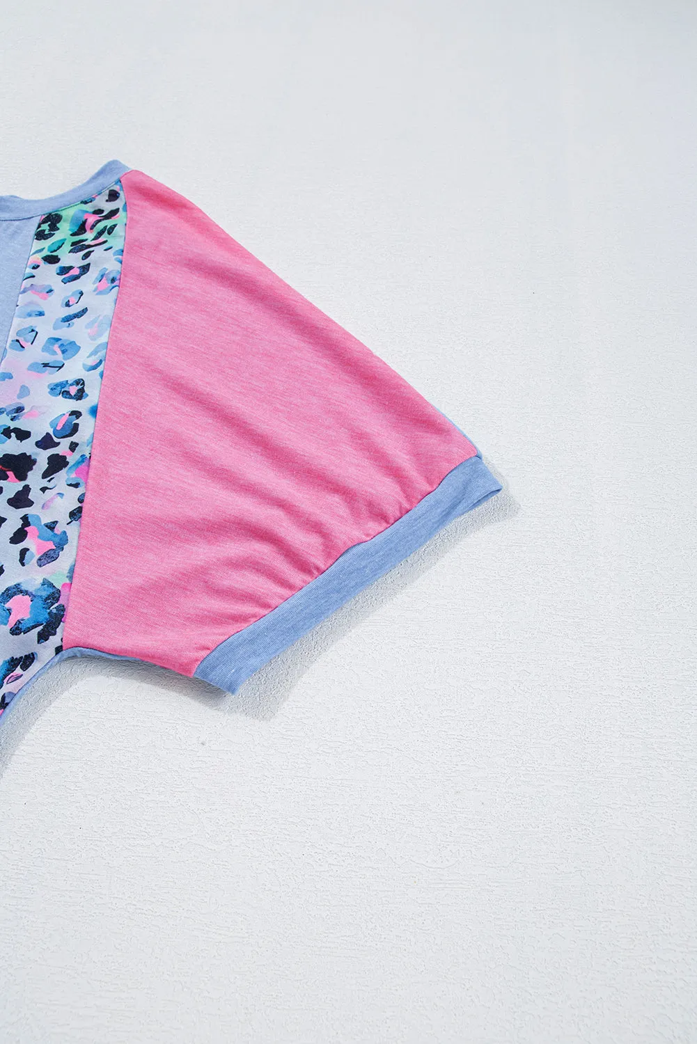 Sky Blue Leopard Print Patch Colourblock Plus Size T Shirt sold by Beagle Boutique product image thumbnail 5