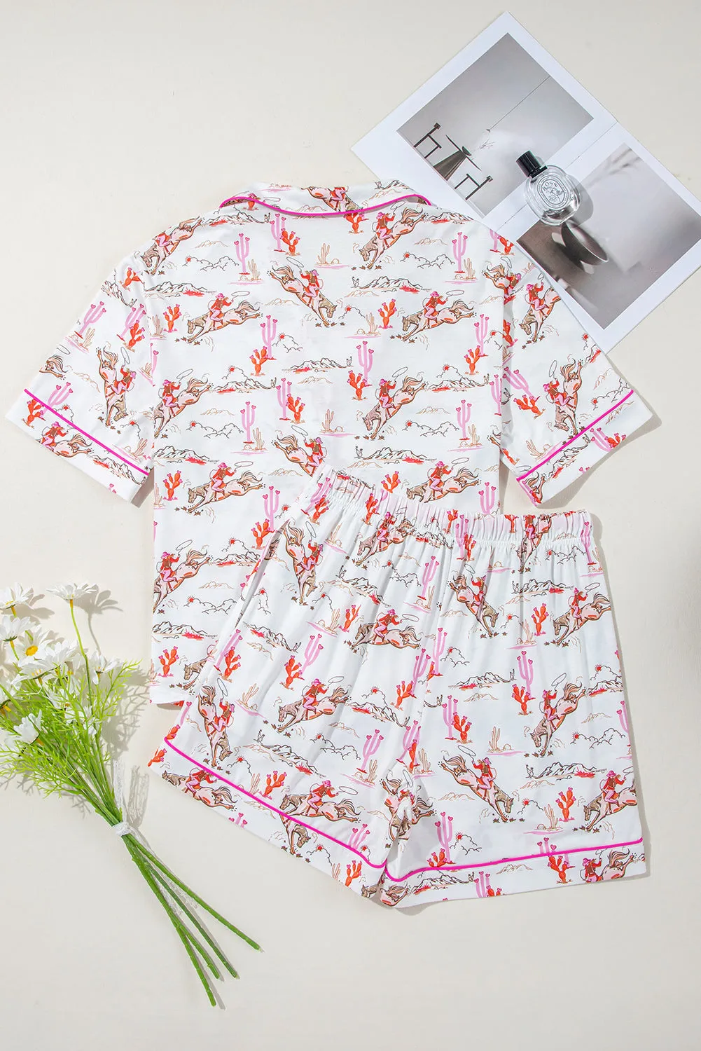 White Cowgirl Country Print Pyjamas Set sold by Beagle Boutique product image thumbnail 5