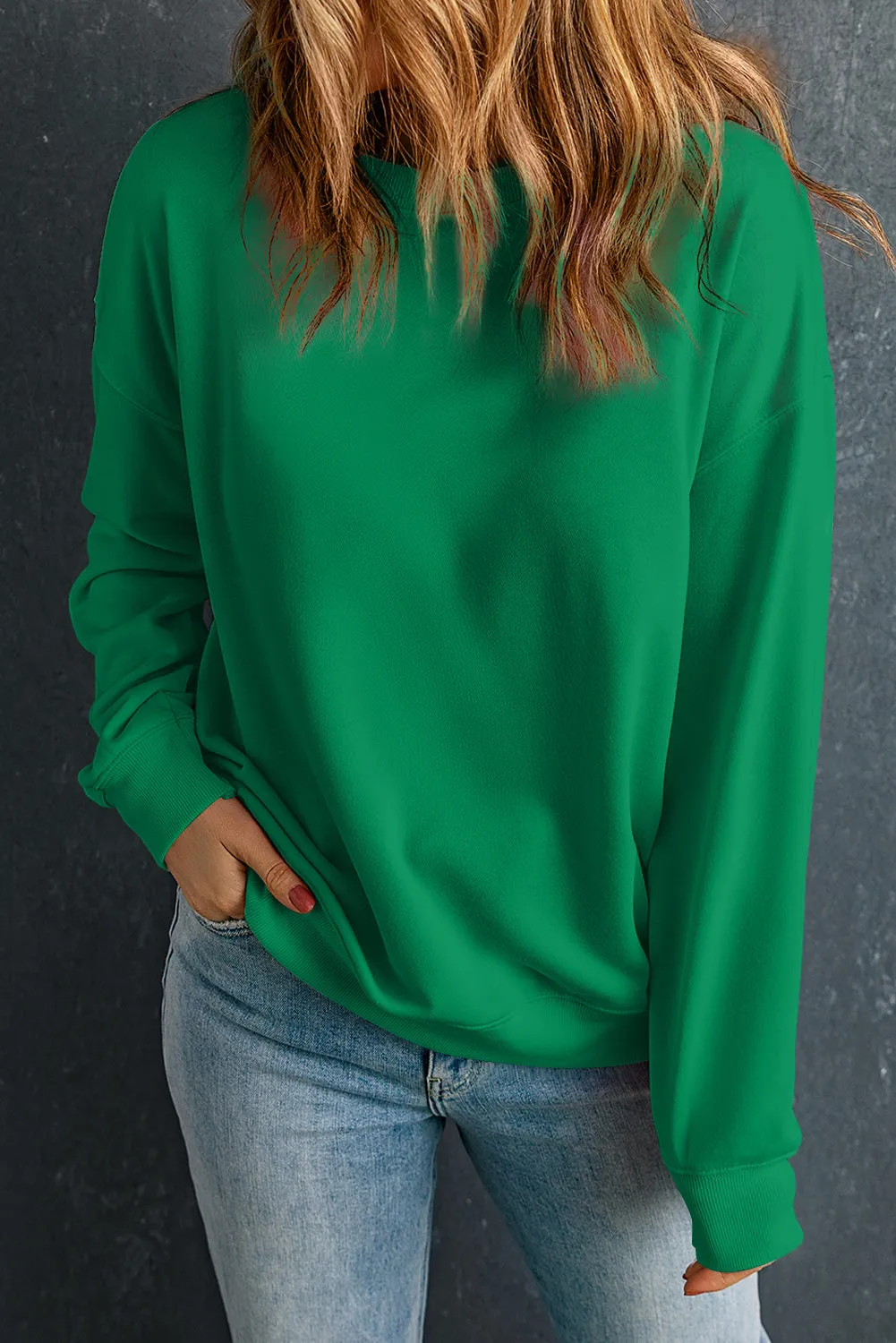 Dark Green Solid Classic Crewneck Pullover Sweatshirt sold by Beagle Boutique