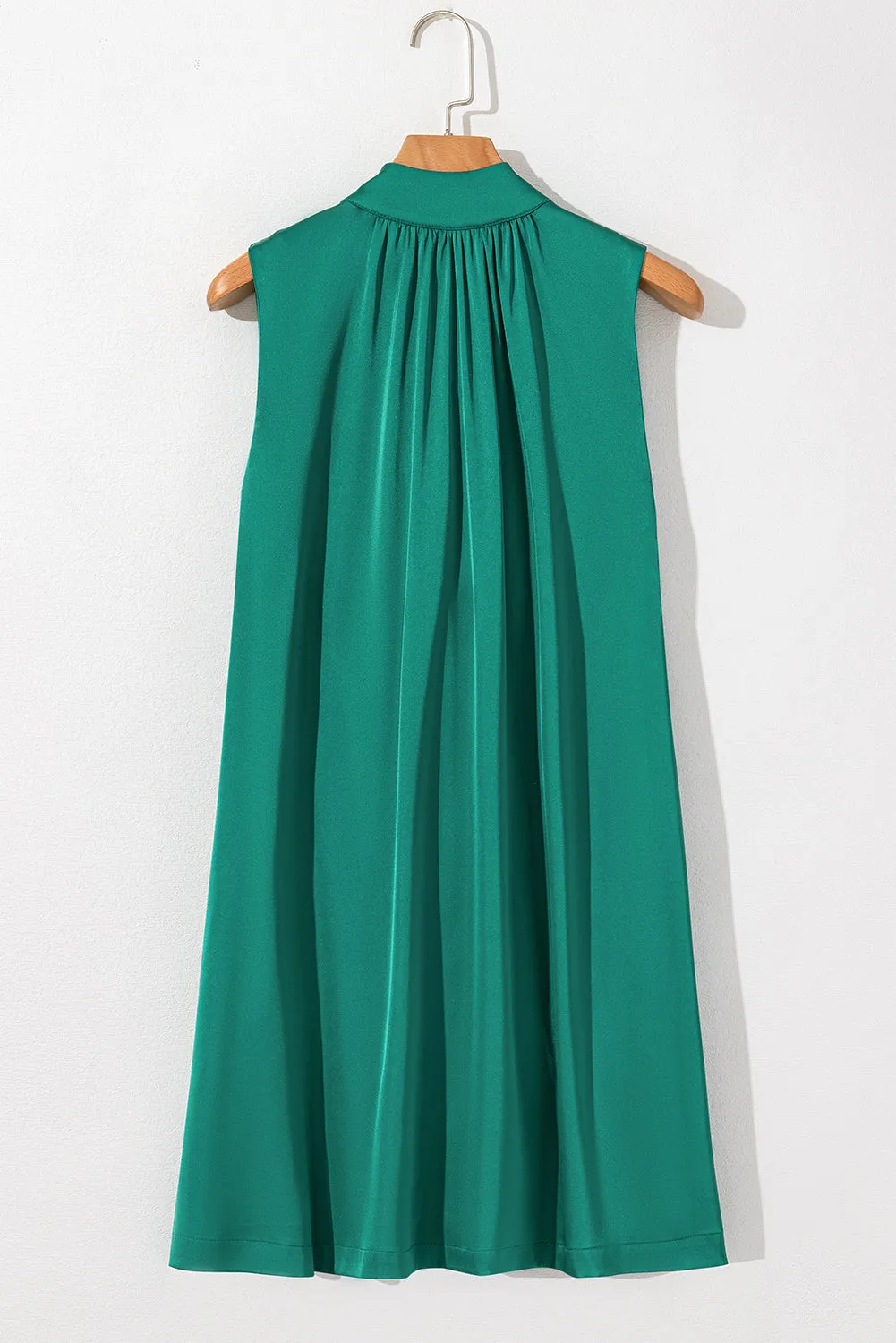 Evergreen Bow Tie Satin Shift Sleeveless Mini Dress sold by Beagle Boutique product image thumbnail 5