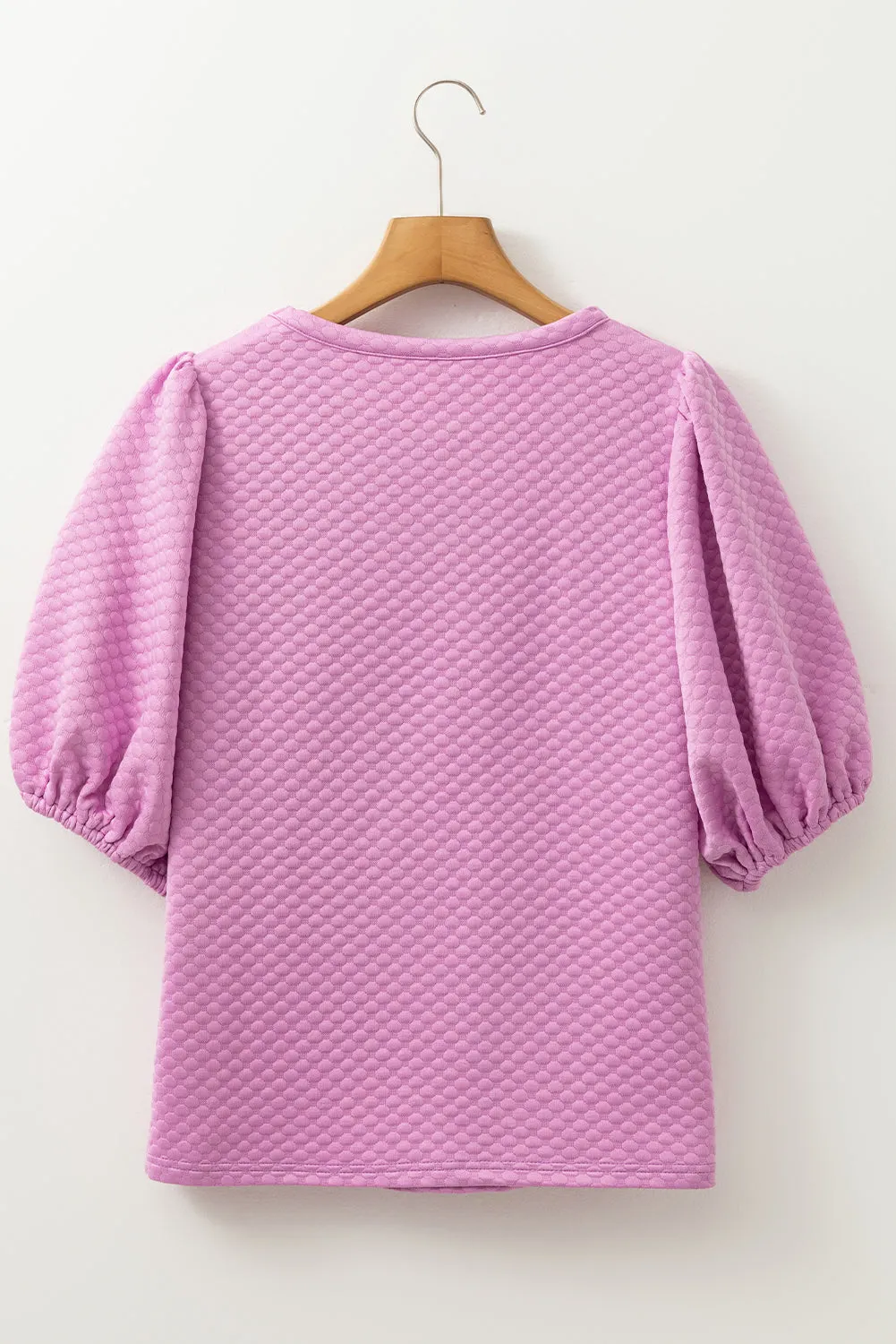 Phalaenopsis Solid Textured O Neck Puff Sleeve Blouse sold by Beagle Boutique product image thumbnail 5