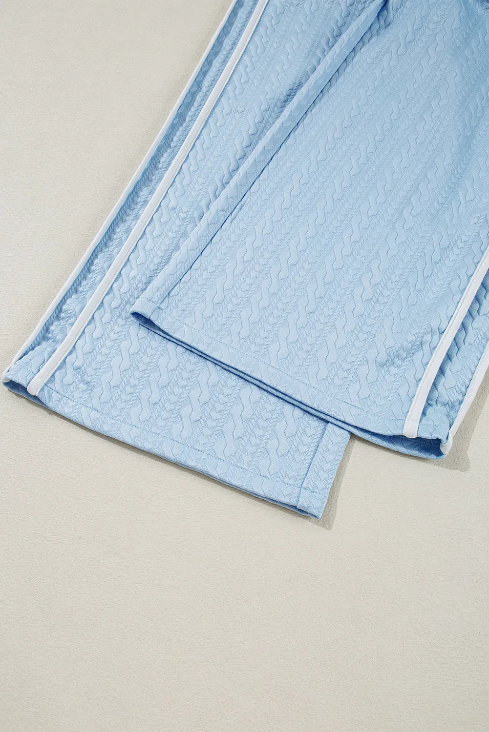 Beau Blue Textured Colourblock Edge Tank Top High Waist Trousers Set sold by Beagle Boutique product image thumbnail 4