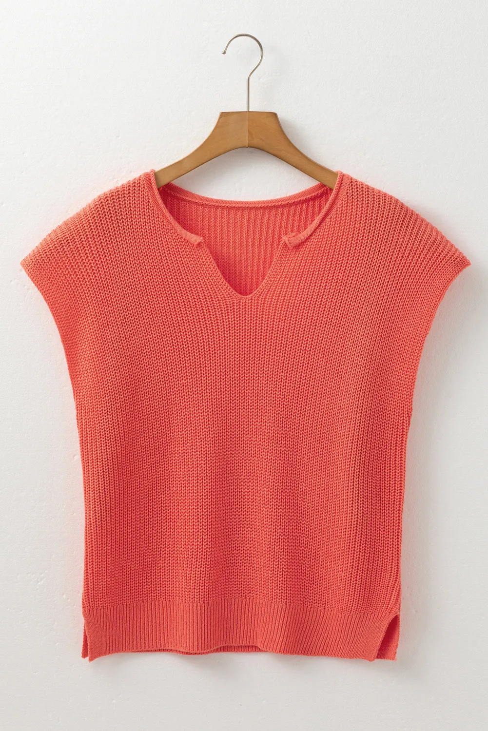 Flamingo Solid Textured Knitted Notch V Neck Sweater sold by Beagle Boutique product image thumbnail 3