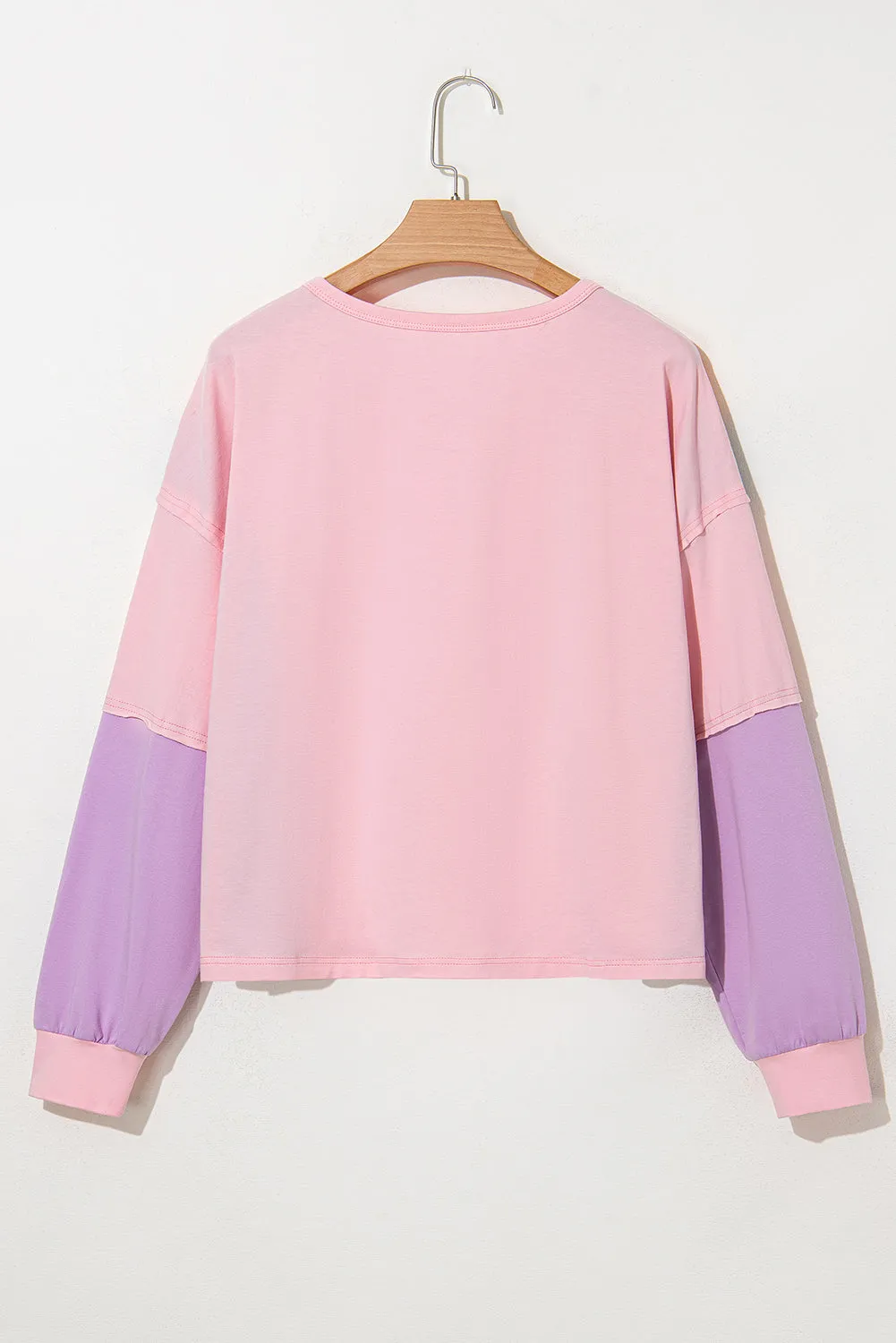 Pink Colourblock Long Sleeve Buttons Henley Top sold by Beagle Boutique product image thumbnail 5