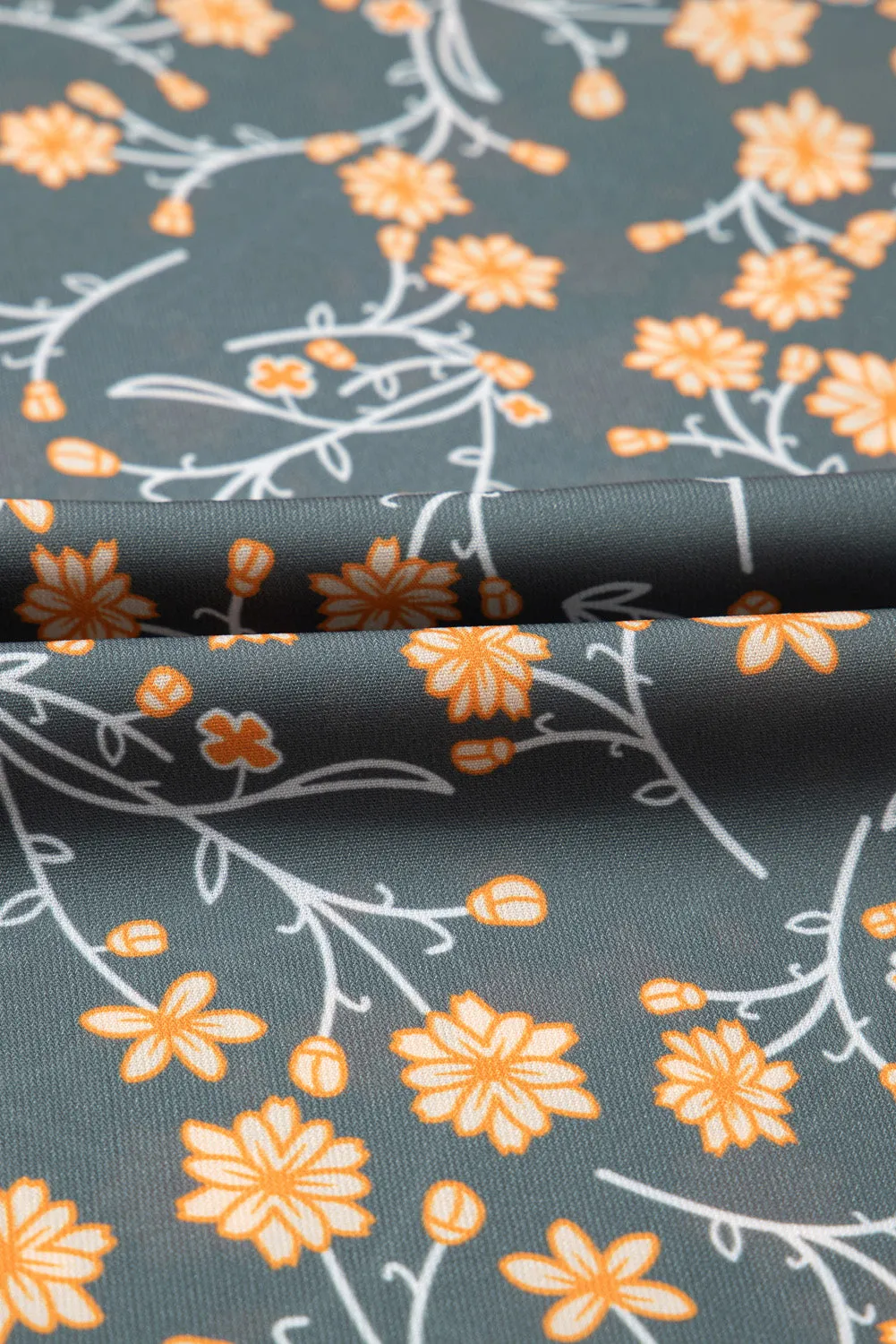 Green Floral Patchwork Lantern Sleeve Buttoned V Neck Plus Size Blouse sold by Beagle Boutique product image thumbnail 3