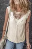 White Guipure Lace Crochet Keyhole Back Tank Top sold by Beagle Boutique