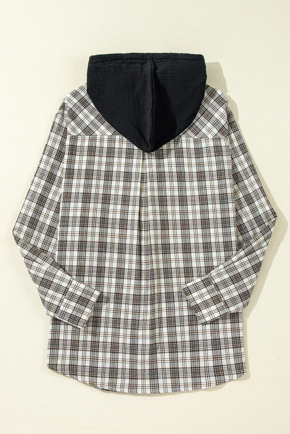 Checkered Print Loose Fit Buttoned Hoodie Shacket sold by Beagle Boutique product image thumbnail 5