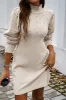 Parchment Pearl Beaded High Neck Bodycon Sweater Dress sold by Beagle Boutique