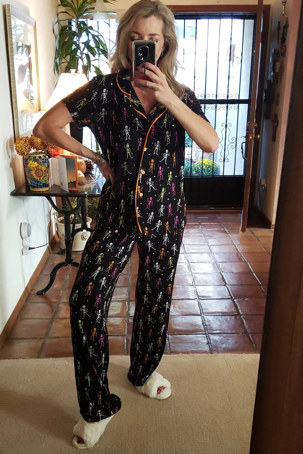 Black Halloween Pattern Short Sleeve Shirt Pyjama Set sold by Beagle Boutique product image thumbnail 5